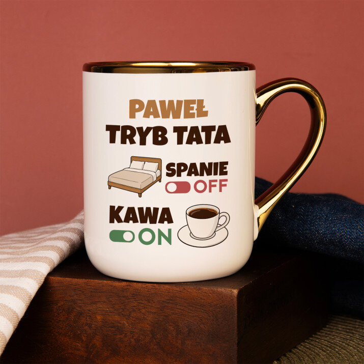 Tryb tata - Kubek ceramiczny ze złotym rantem