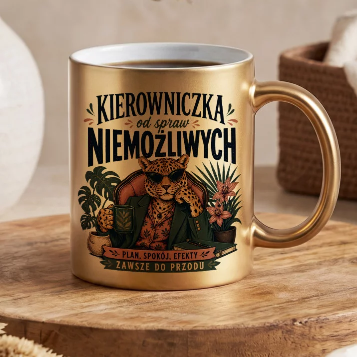 Złoty Kubek Dla Kierowniczki Prezent Dla Kobiety: Kierownicza Energia Złoty Kubek Dla Kierowniczki Prezent Dla Kobiety: Kierownicza Energia