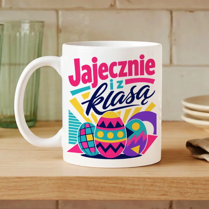 Kubek Z Nadrukiem Na Wielkanoc Prezent Dla Kobiety: Jajecznie I Z Klasą Kubek Z Nadrukiem Na Wielkanoc Prezent Dla Kobiety: Jajecznie I Z Klasą