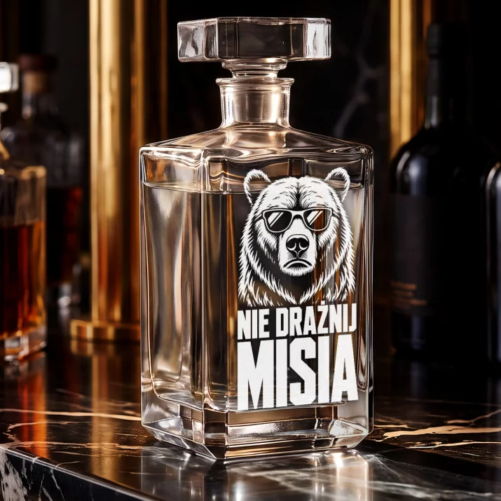 Karafka Do Wódki z Grawerem Na Urodziny Prezent: Nie Drażnij Misia