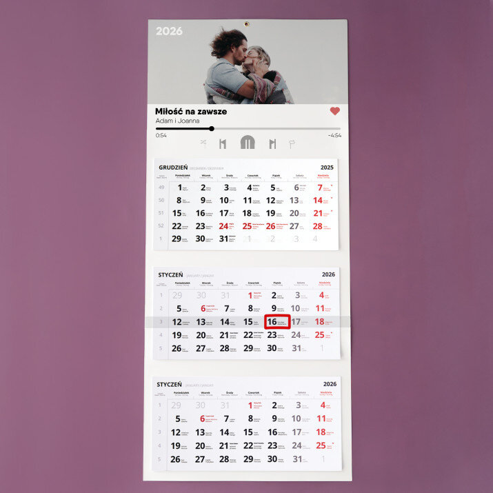 Twoja piosenka - Kalendarz trójdzielny Twoja piosenka - Kalendarz trójdzielny