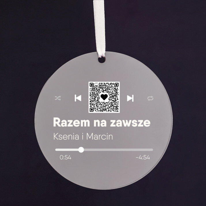 Twoja piosenka spotify kod qr - Bombka akrylowa ze wstążką