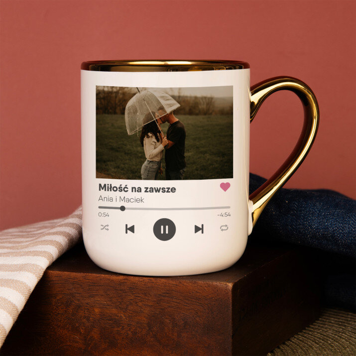 Twoja piosenka - spotify - Kubek ceramiczny ze złotym rantem