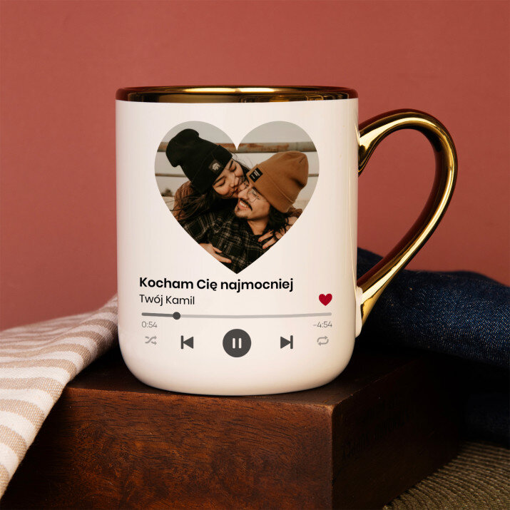 Twoja piosenka spotify serce - Kubek ceramiczny ze złotym rantem