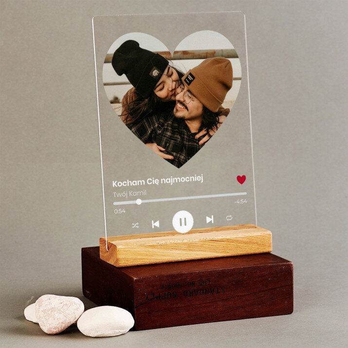 twoja piosenka spotify serce - Wydruk na szkle akrylowym z podstawką