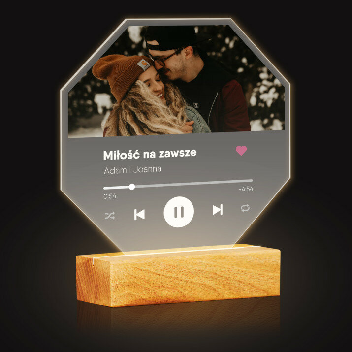 Twoja piosenka spotify - Wydruk na szkle akrylowym led ośmiokąt