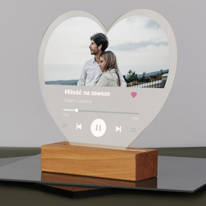Twoja piosenka - spotify - Wydruk na szkle akrylowym led serce
