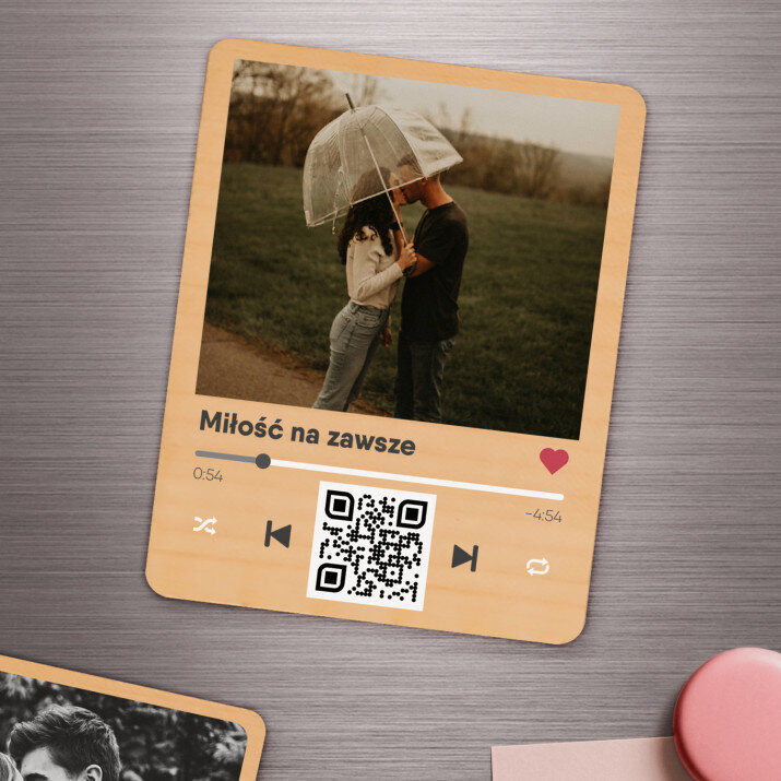 Twoja piosenka - spotify z kodem qr - Magnes drewniany