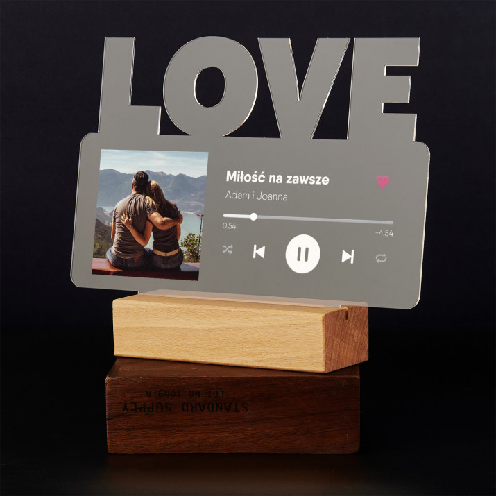 Twoja piosenka - Wydruk na szkle akrylowym love z podświetleniem