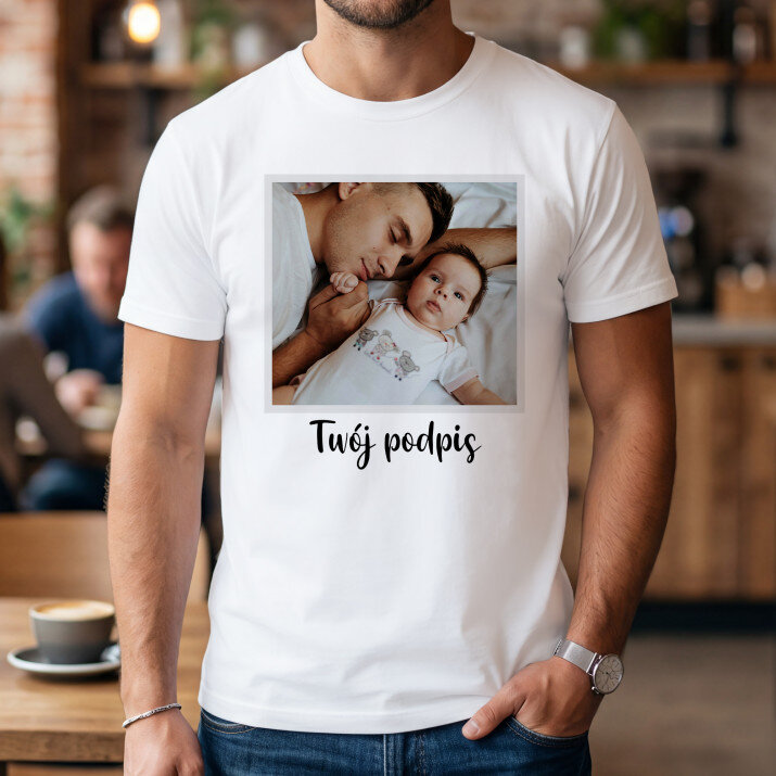 Twoje zdjęcie i podpis - Koszulka męska z nadrukiem