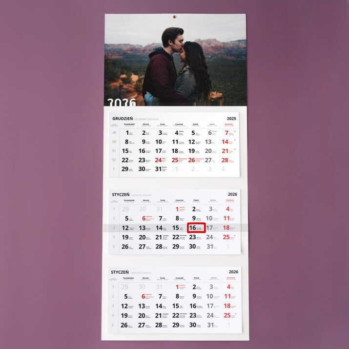 Twoje zdjęcie - Kalendarz trójdzielny Twoje zdjęcie - Kalendarz trójdzielny