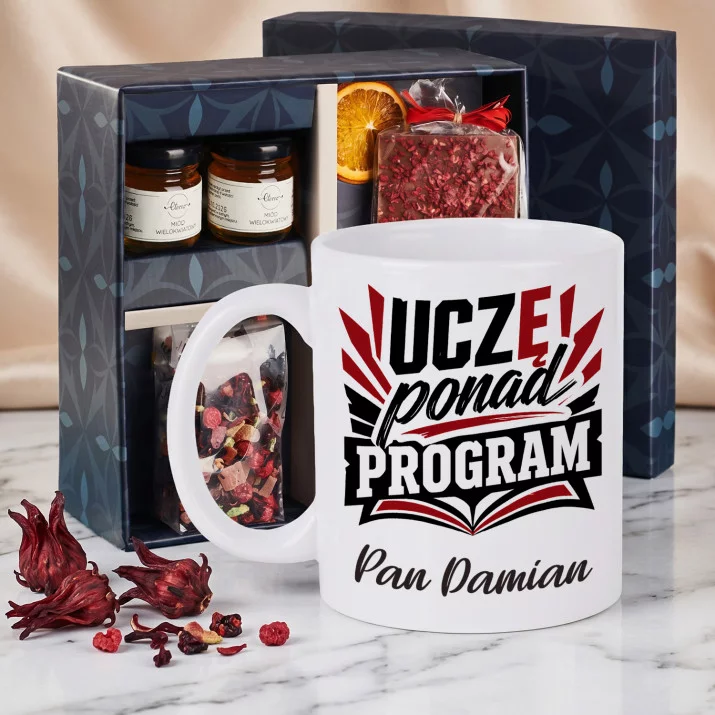Zestaw Prezenowy z Kubkiem Dla Wychowawcy Na Dzień Nauczyciela Dla Mężczyzny: Uczę Ponad Program