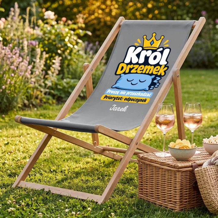 Leżak Z Nadrukiem Na Dzień Mężczyzny Prezent Dla Mężczyzny: Król Drzemek