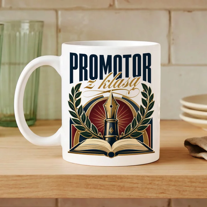 Kubek Z Nadrukiem Dla Promotora Prezent Dla Mężczyzny: Promotor Z Klasą Kubek Z Nadrukiem Dla Promotora Prezent Dla Mężczyzny: Promotor Z Klasą