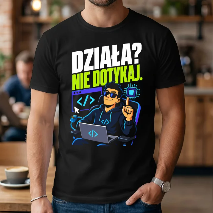 Koszulka Męska Dla Informatyka Prezent Dla Mężczyzny: Działa? Nie Dotykaj