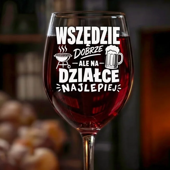 Kieliszek Do Wina Dla Działkowca Prezent Dla Mężczyzny: Na Działce Najlepiej Kieliszek Do Wina Dla Działkowca Prezent Dla Mężczyzny: Na Działce Najlepiej