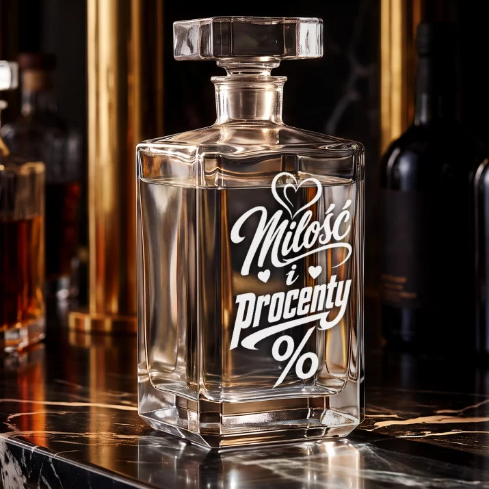 Karafka Do Wódki z Grawerem Dla Pary Młodej Prezent Na Ślub: Miłość I Procenty