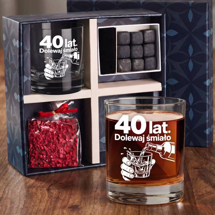 Zestaw Prezentowy Whisky Dla 40 Latki Na 40 Urodziny Dla Kobiety: 40 Lat. Dolewaj