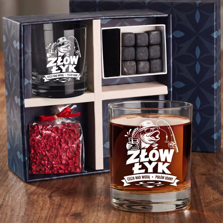 Zestaw Prezentowy Whisky Dla Wędkarza Dla Mężczyzny: Złów Łyk Zestaw Prezentowy Whisky Dla Wędkarza Dla Mężczyzny: Złów Łyk