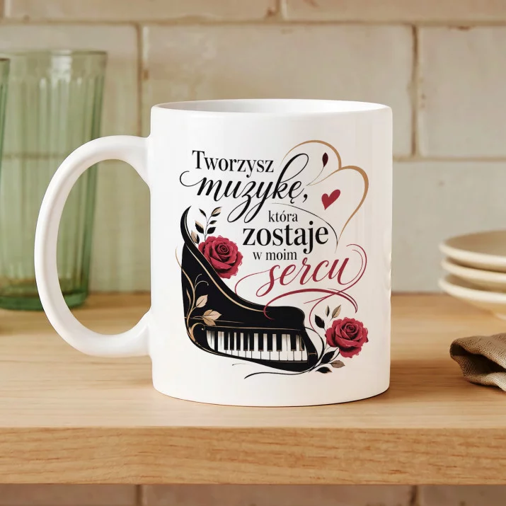 Kubek Z Nadrukiem Dla Pianisty Prezent Dla Mężczyzny: Muzyka, Która Zostaje W Sercu Kubek Z Nadrukiem Dla Pianisty Prezent Dla Mężczyzny: Muzyka, Która Zostaje W Sercu