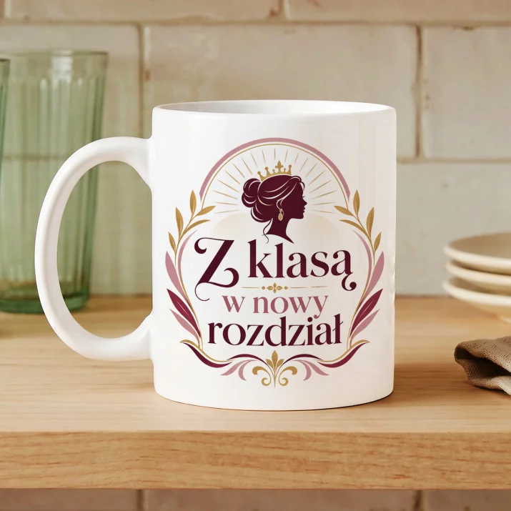 Kubek Z Nadrukiem Na 18 Urodziny Prezent Dla Kobiety: Z Klasą Kubek Z Nadrukiem Na 18 Urodziny Prezent Dla Kobiety: Z Klasą