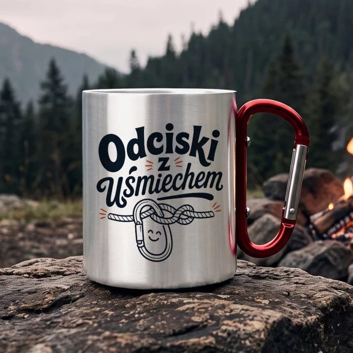 Kubek Metalowy z Karabińczykiem Dla Wspinacza Prezent Dla Mężczyzny: Doodle Wspinacza Kubek Metalowy z Karabińczykiem Dla Wspinacza Prezent Dla Mężczyzny: Doodle Wspinacza