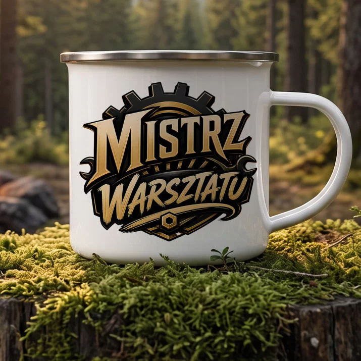 Kubek Emaliowany Dla Majsterkowicza Prezent Dla Mężczyzny: Elegancki Warsztat Kubek Emaliowany Dla Majsterkowicza Prezent Dla Mężczyzny: Elegancki Warsztat