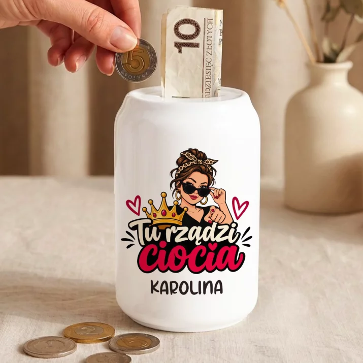Skarbonka Dla Cioci Prezent Dla Kobiety: Tu Rządzi Ciocia Skarbonka Dla Cioci Prezent Dla Kobiety: Tu Rządzi Ciocia