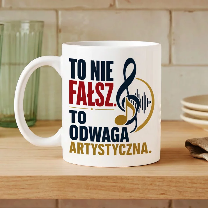 Kubek Z Nadrukiem Dla Muzyka Prezent Dla Mężczyzny: Odwaga Artystyczna Kubek Z Nadrukiem Dla Muzyka Prezent Dla Mężczyzny: Odwaga Artystyczna