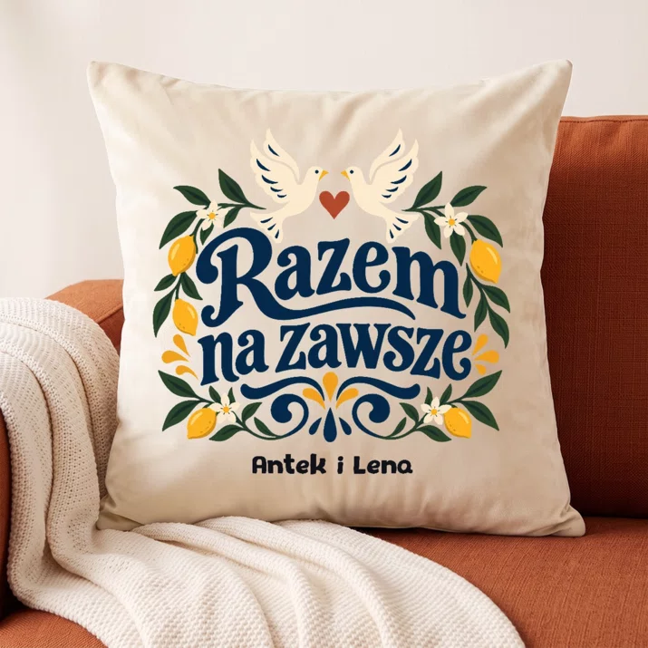 Poduszka Dekoracyjna Na Ślub Prezent Dla Pary Młodej Pary: Razem Na Zawsze