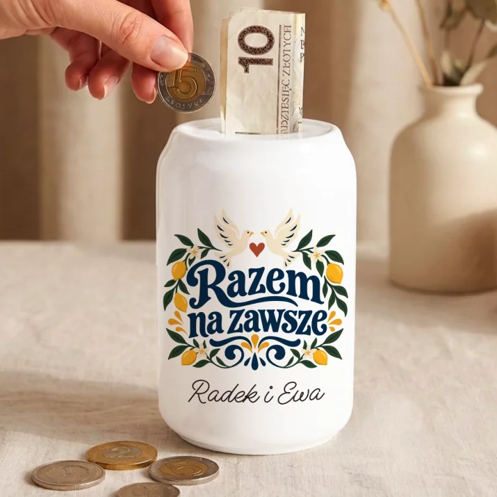 Skarbonka Na Ślub Prezent Dla Pary Młodej Pary: Razem Na Zawsze Skarbonka Na Ślub Prezent Dla Pary Młodej Pary: Razem Na Zawsze