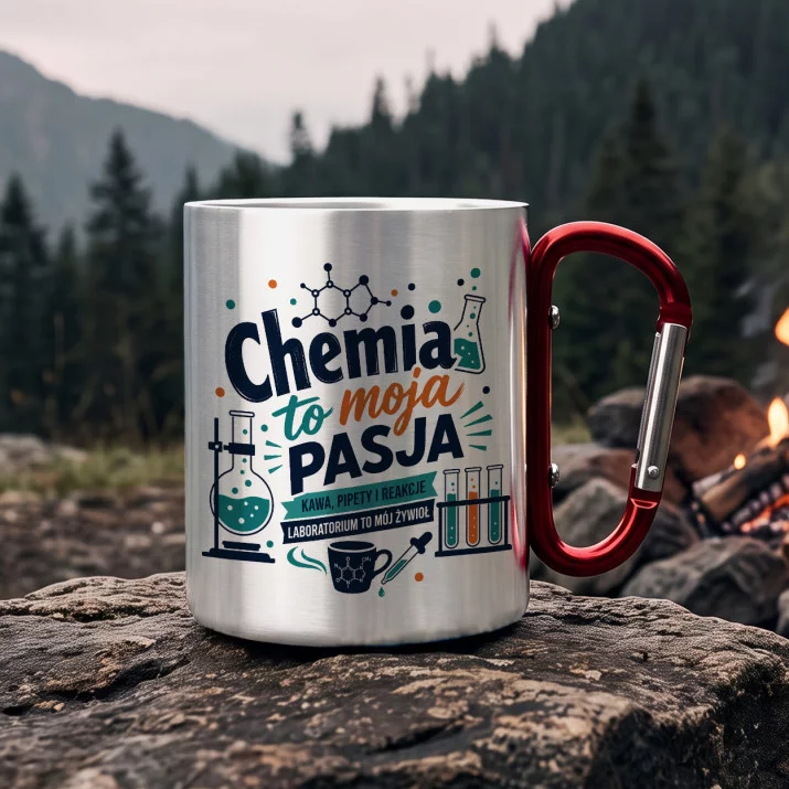 Kubek Metalowy z Karabińczykiem Dla Chemika Prezent Dla Mężczyzny: Laboratoryjna Pasja