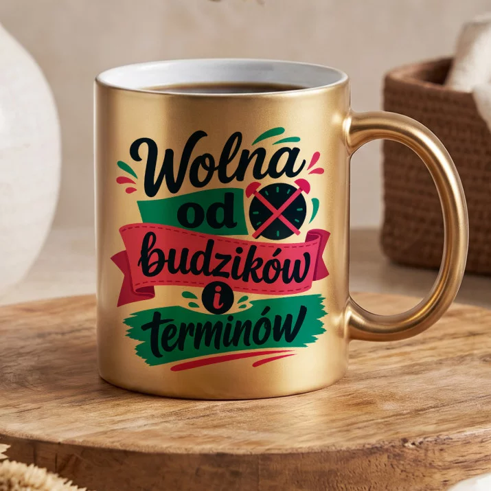 Złoty Kubek Na Pożegnanie Z Pracy Prezent Dla Kobiety: Wolność Po Pracy