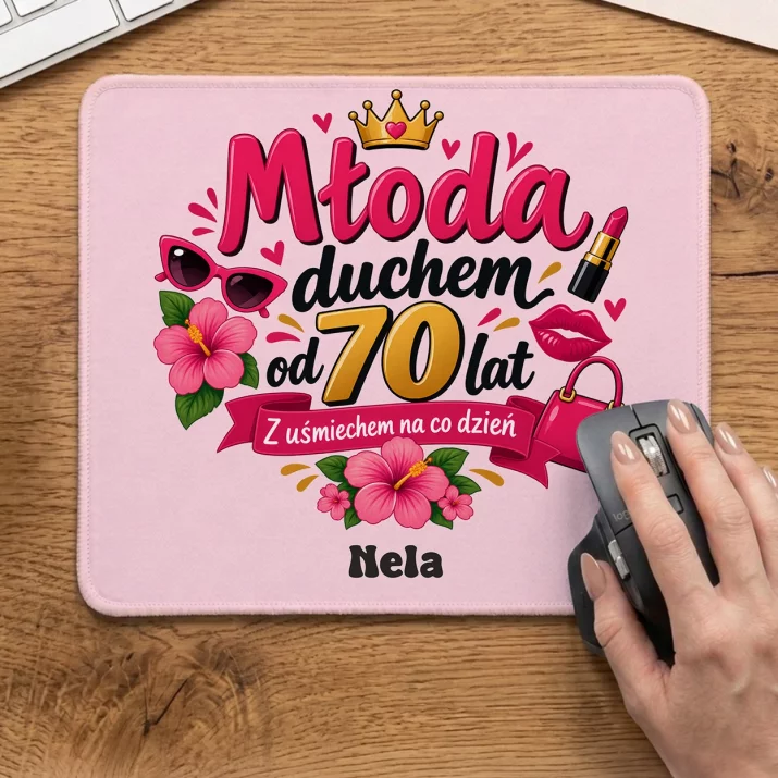 Podkładka Pod Myszkę Dla 70 Latki Prezent Na 70 Urodziny Dla Kobiety: Młoda Duchem Od 70 Lat