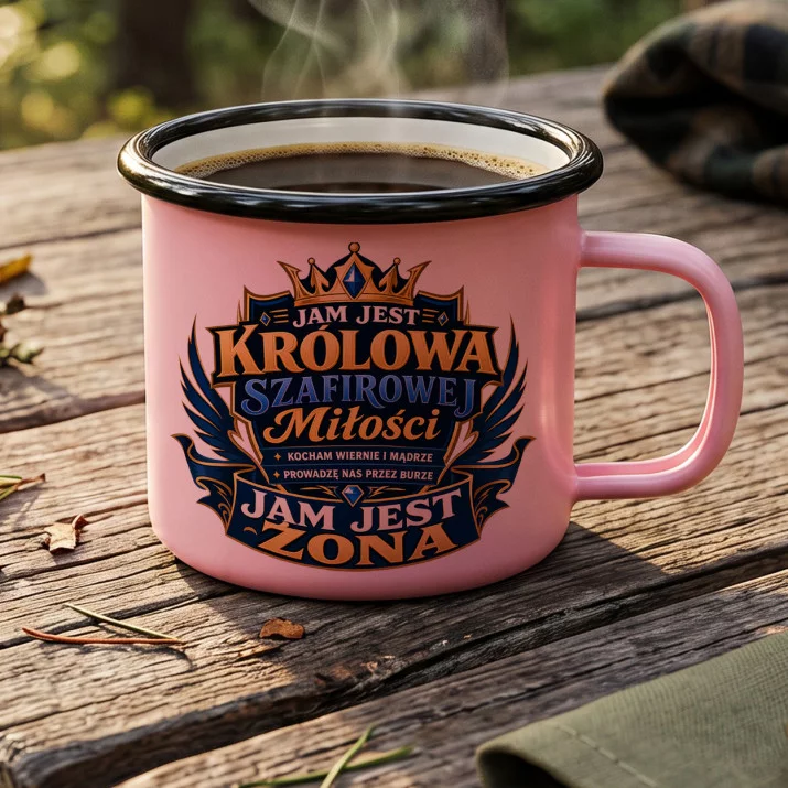 Kubek Emaliowany Na 45 Rocznicę Ślubu Prezent Na Walentynki Dla Kobiety: Szafirowa Królowa Serca Kubek Emaliowany Na 45 Rocznicę Ślubu Prezent Na Walentynki Dla Kobiety: Szafirowa Królowa Serca