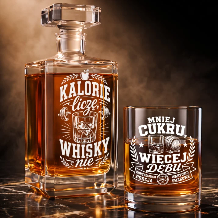 Zestaw Do Whisky Dla Dietetyka Prezent Dla Mężczyzny: Kalorie Liczę, Whisky Nie