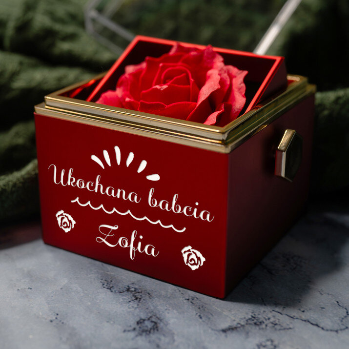 Ukochana babcia - Pudełko z różą na biżuterię