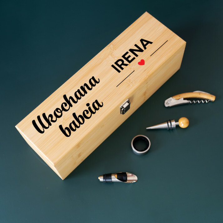 Ukochana babcia - Skrzynka na wino z akcesoriami