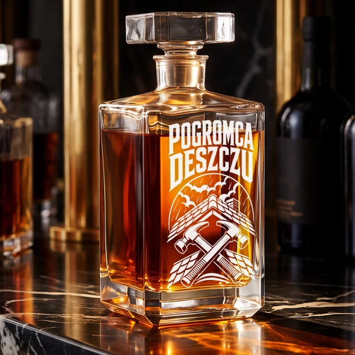 Karafka Do Whisky z Grawerem Dla Dekarza Prezent: Pogromca Deszczu Karafka Do Whisky z Grawerem Dla Dekarza Prezent: Pogromca Deszczu