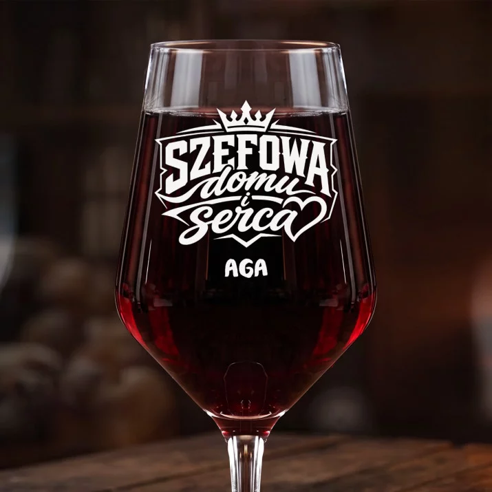Mega Kieliszek Do Wina z Grawerem Dla Żony Prezent Na Rocznicę Ślubu Dla Kobiety: Szefowa Domu I Serca