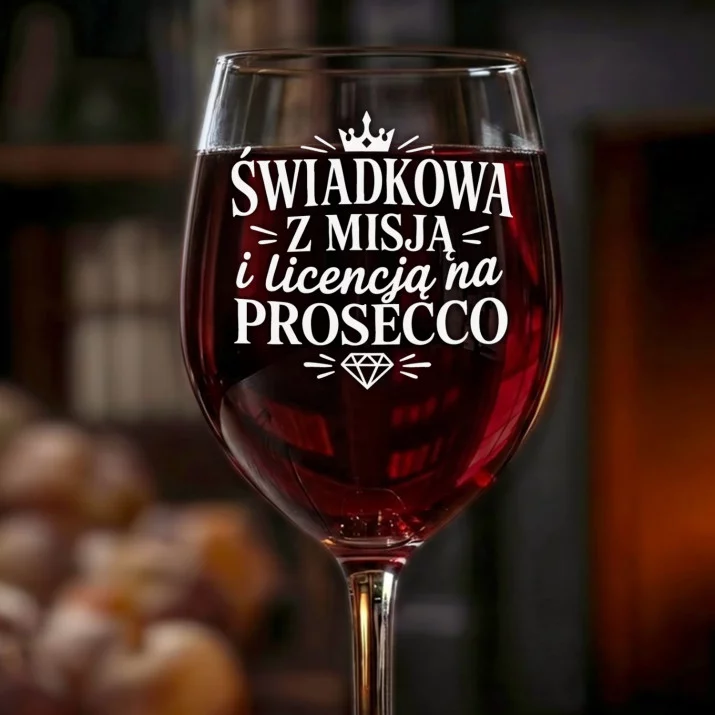 Kieliszek Do Wina Dla Świadkowej Prezent Dla Kobiety: Świadkowa Z Misją Kieliszek Do Wina Dla Świadkowej Prezent Dla Kobiety: Świadkowa Z Misją