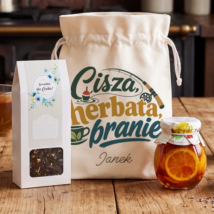 Zestaw Herbaciany Dla Wędkarza Prezent Dla Mężczyzny: Cisza, Herbata, Branie Zestaw Herbaciany Dla Wędkarza Prezent Dla Mężczyzny: Cisza, Herbata, Branie