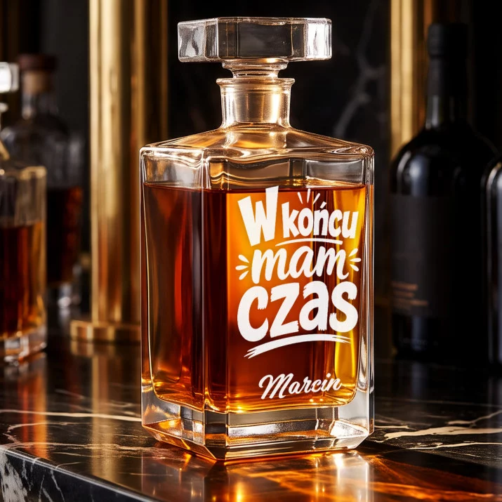 Karafka Do Whisky z Grawerem Dla Emeryta Prezent Na Emeryturę Dla Mężczyzny: W Końcu Mam Czas