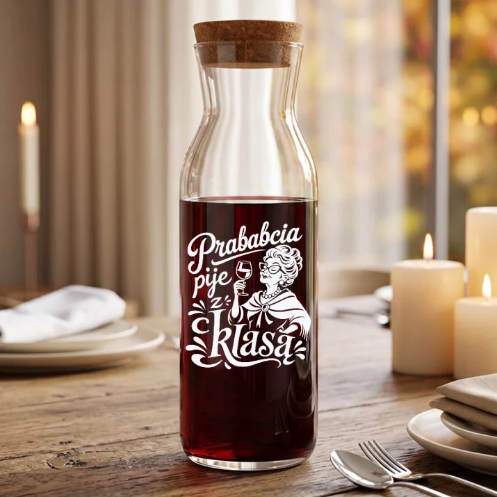 Karafka Do Wina Dla Prababci Prezent Na Dzień Babci Dla Kobiety: Winna Elegancja