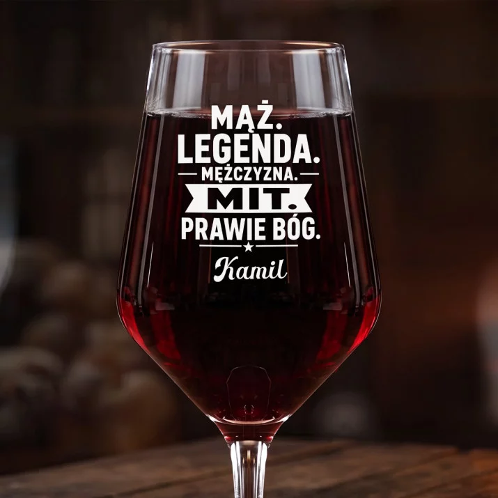 Mega Kieliszek Do Wina z Grawerem Dla Męża Prezent Na Rocznicę Ślubu Dla Mężczyzny: Mąż Legenda Mit Mega Kieliszek Do Wina z Grawerem Dla Męża Prezent Na Rocznicę Ślubu Dla Mężczyzny: Mąż Legenda Mit