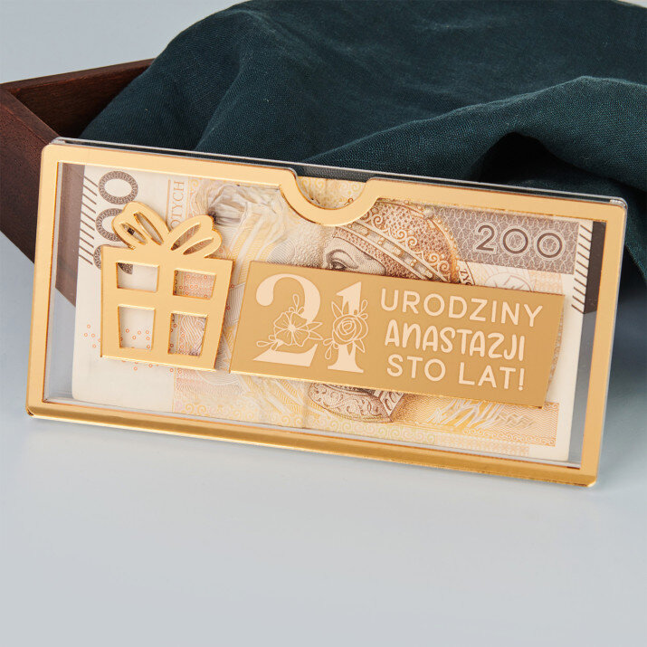 Urodziny kwiaty - Akrylowa koperta na pieniądze Prezent