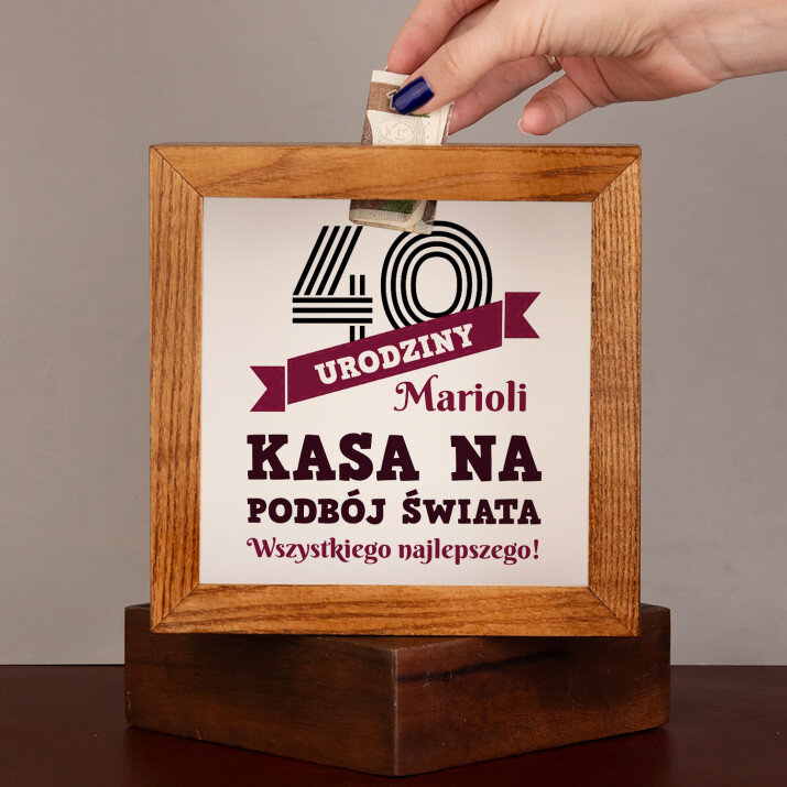  urodziny wszystkiego najlepszego - Drewniana skarbonka