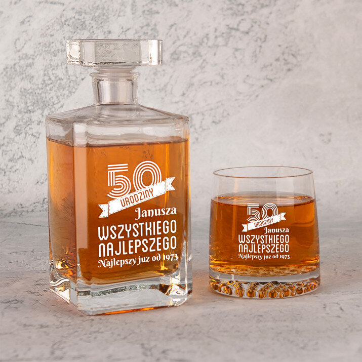  urodziny wszystkiego najlepszego - Zestaw Grawerowana Karafka 0,7 i Szklanki Do Whisky