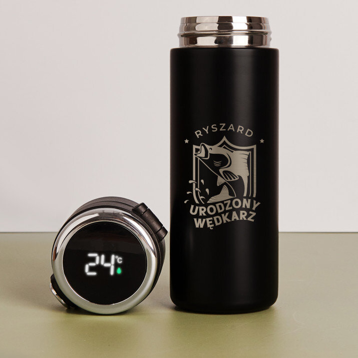Urodzony wędkarz - Kubek termiczny z wyświetlaczem LED Urodzony wędkarz - Kubek termiczny z wyświetlaczem LED