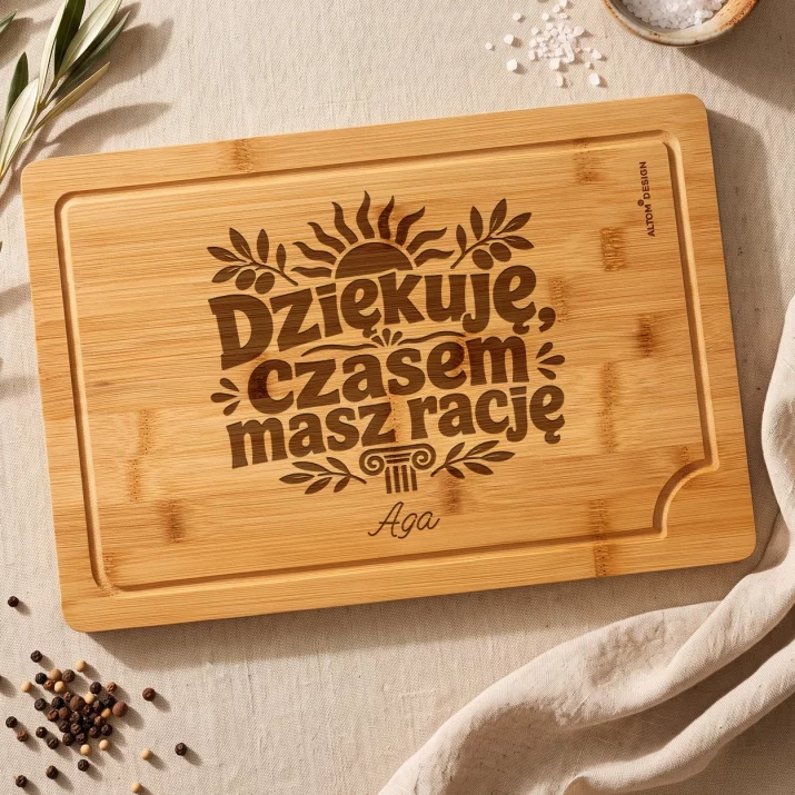 Deska Do Krojenia z Grawerem Na Podziękowanie Prezent Dla Kobiety: Dziękuję, Czasem Masz Deska Do Krojenia z Grawerem Na Podziękowanie Prezent Dla Kobiety: Dziękuję, Czasem Masz